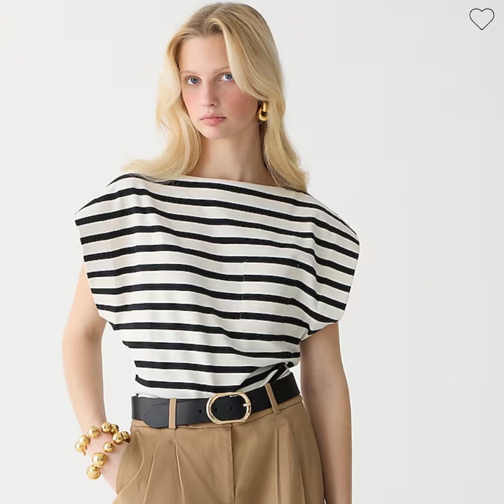 J Crew Boatneck Muscle T-shirt in Stripe Mariner Cotton